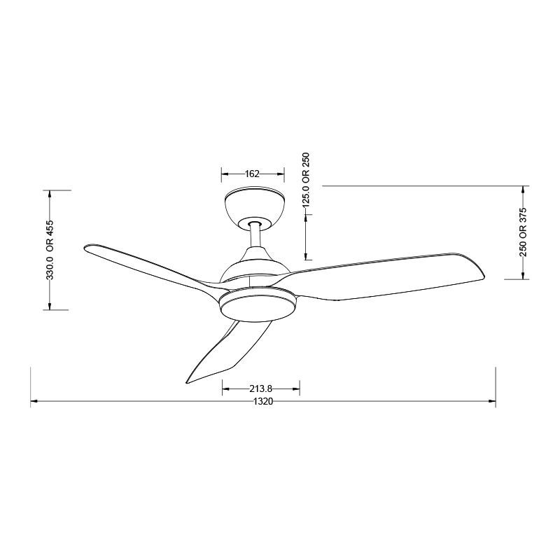 PRIMO PRCF-80729 Ανεμιστήρας Οροφής IP66 Με Τηλεχειριστήριο 3 Φτερά  52'' 132εκ Λευκός (800279)