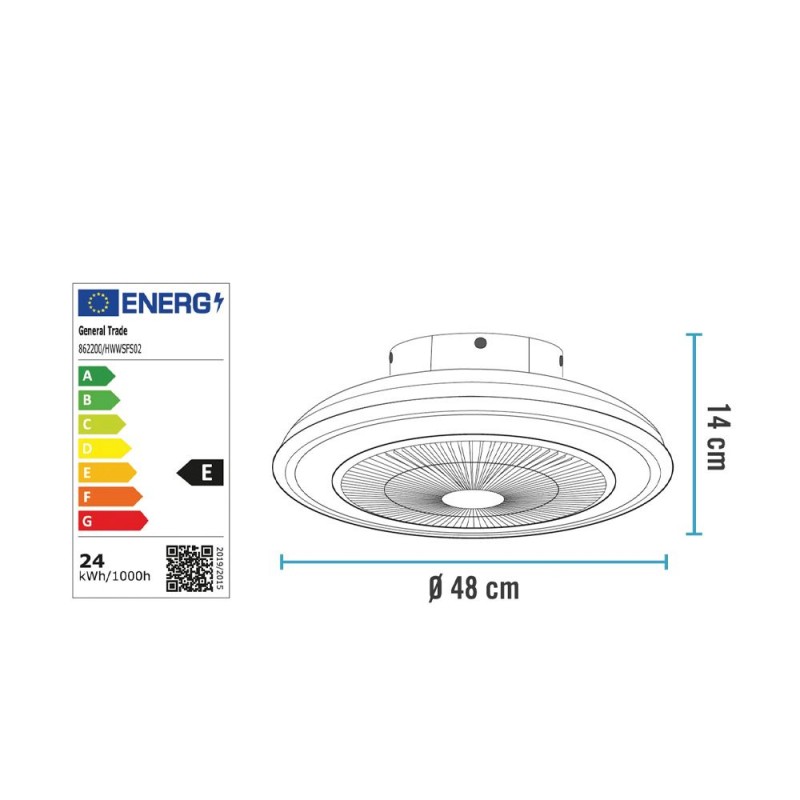 DICTRO LUX 862200  Ανεμιστήρας οροφής με LED φως 48εκ DC μοτέρ 36W Λευκός (180081)