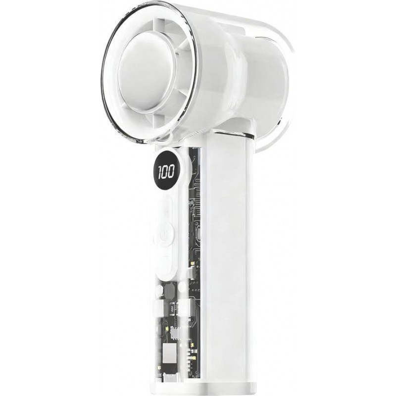 Eurolamp 300-20556 Ανεμιστήρας Χειρός με Επιφάνεια Ψύξης Επαναφορτιζομενος Φ6 Λευκό- Διάφανο (300-20556)