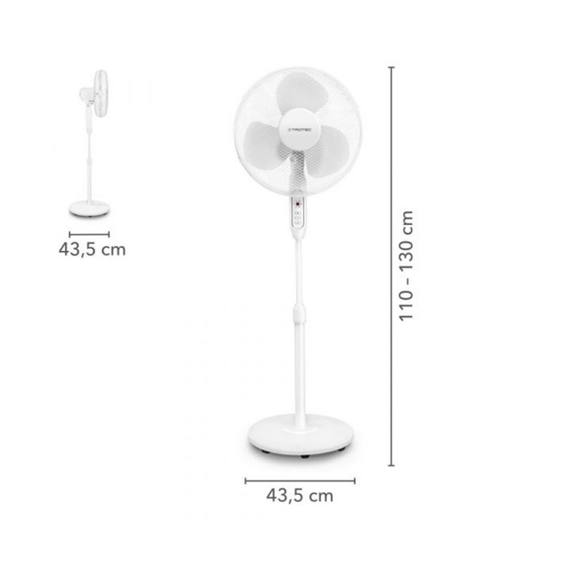 Trotec 180042 Ανεμιστήρας ορθοστάτης με 3 φτερά 16 με τηλεχειριστήριο (Λευκό) 