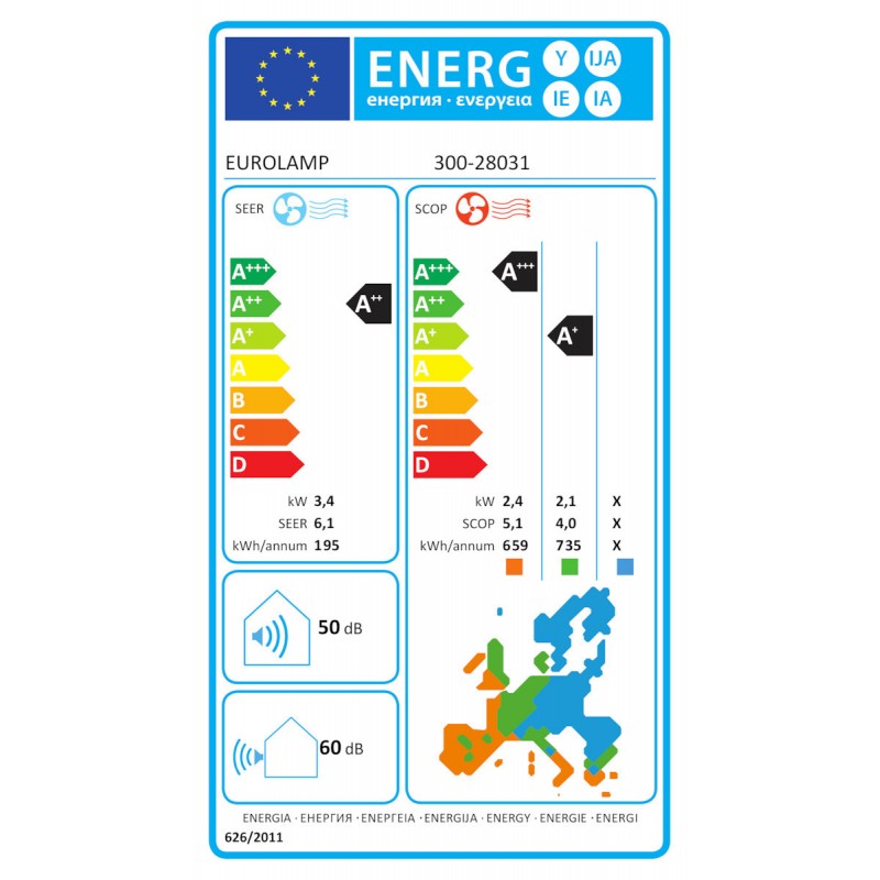 Eurolamp 300-28951 Φορητό Κλιματιστικό Ψύξη WiFI με Τηλεχειριστήριο 9000BTU