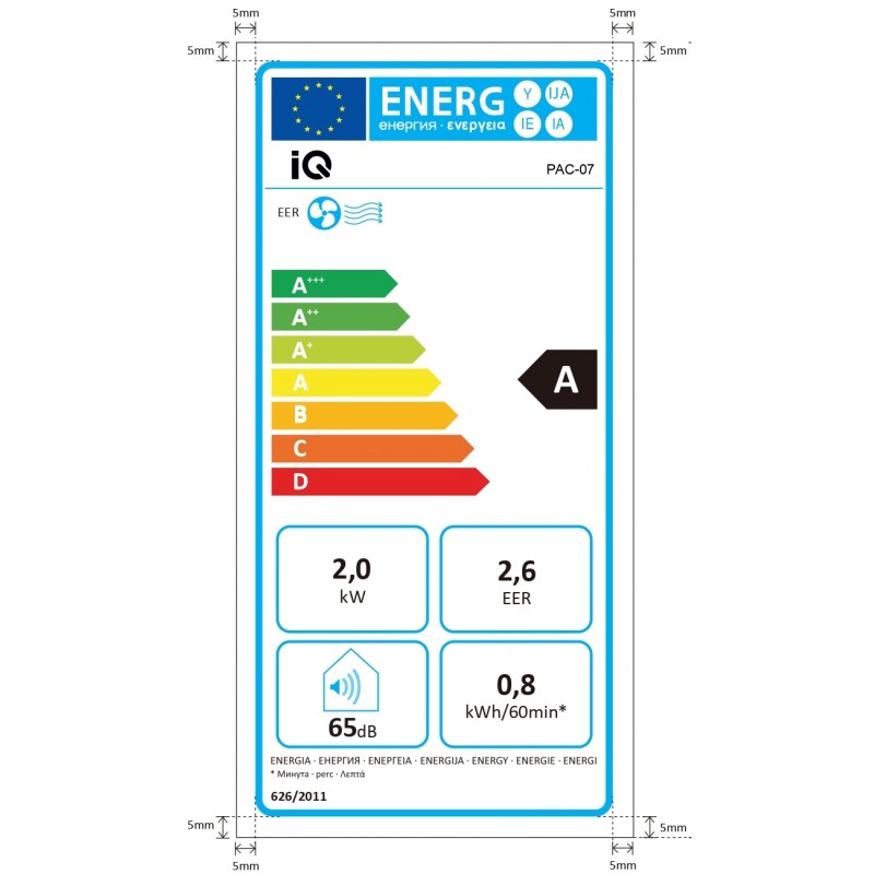 IQ PAC-07C Φορητό Κλιματιστικό Ψύξης με Τηλεχειριστήριο 7000BTU, 300m3/h 