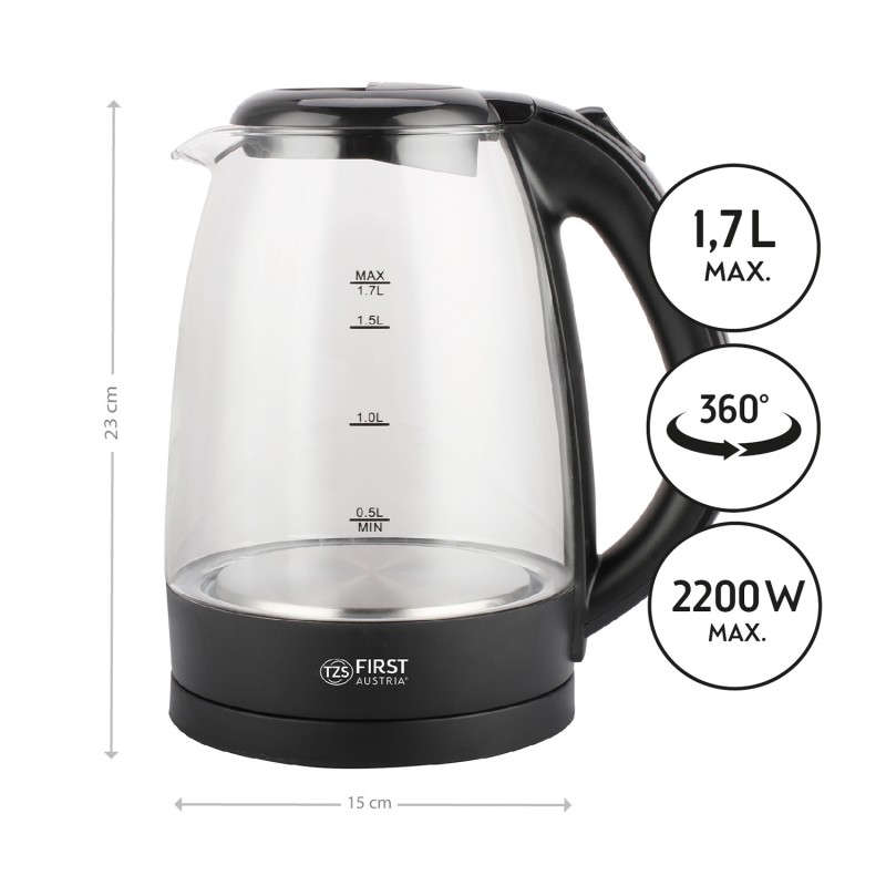 First Austria FA-5404-1-BA Γυάλινος βραστήρας με φωτισμό – 1,7L 2200 W Μαύρο (FA-5404-1-BA) First Austria FA-5404-1-BA Γυάλινος βραστήρας με φωτισμό – 1,7L 2200 W Μαύρο (FA-5404-1-BA)