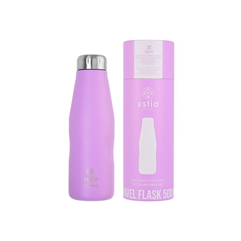 Estia Travel Flask Save The Aegean Μπουκάλι Θερμός 500ml Lavender Purple (01-7805)