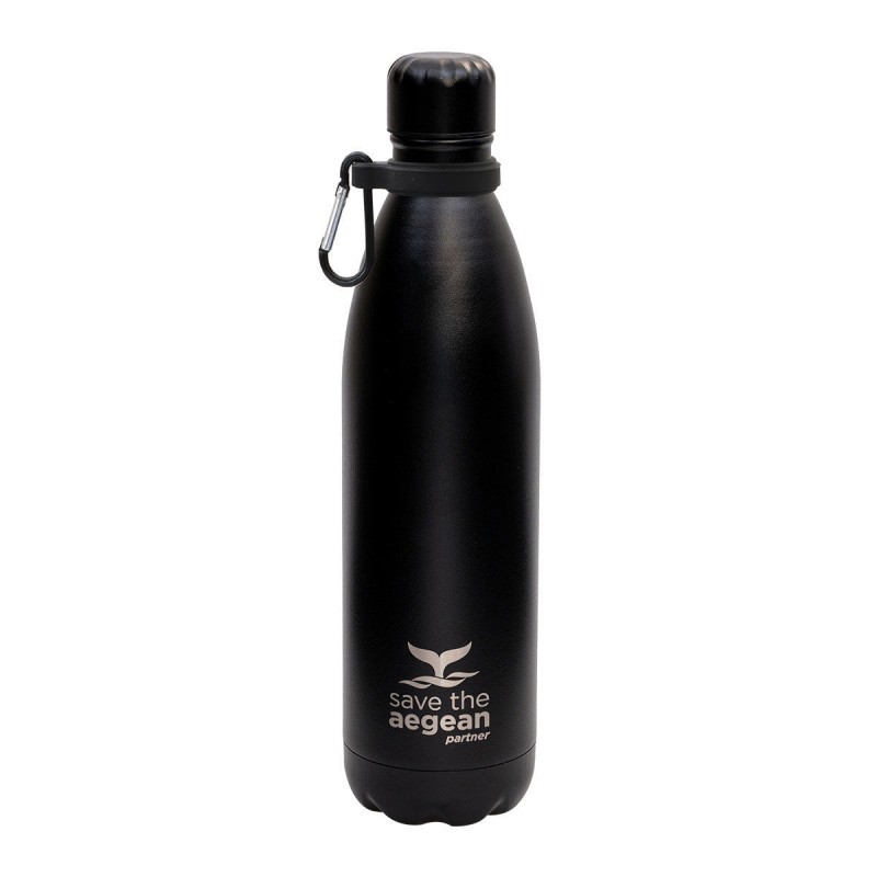 Estia Travel Flask Save The Aegean Μπουκάλι Θερμός 750ml Black Matte (01-9816)