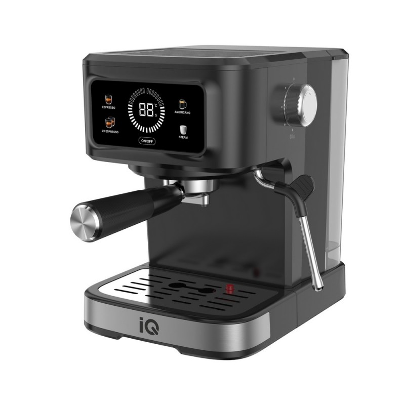 IQ CM-190 Αυτοματη Ψηφιακη Καφετιέρα Espresso 20Bar 1100W 1.2Lt Μαύρο 