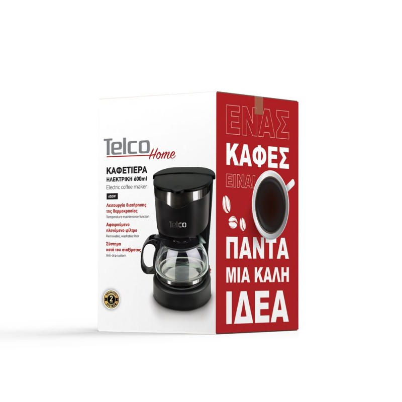 Telco CM095 Ηλεκτρικη Καφετιέρα 600ml 650W Μαύρη (060133)