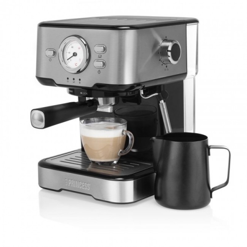 Princess 249412 Καφετιέρα Espresso για Αλεσμένο Καφέ, Κάψουλες Nespresso και Αφρόγαλα  1100W 