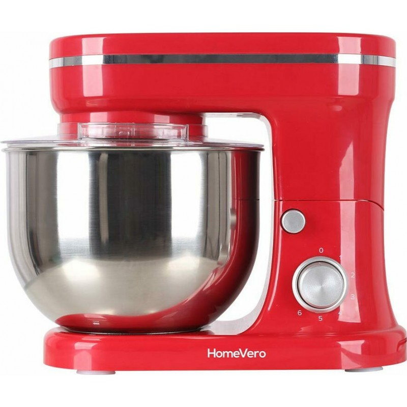  HomeVero HV-24461R Κουζινομηχανή με Ανοξείδωτο Κάδο 5Lt 1200W Κόκκινο
