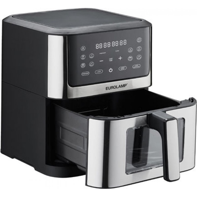 EUROLAMP 300-70041 Φριτέζα Αέρος με Αποσπώμενο Κάδο & Παράθυραο 8L 1800W Μαύρη (300-70041)