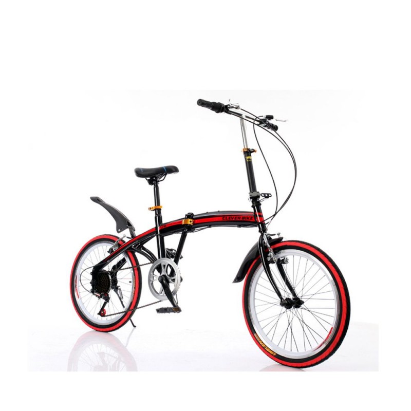 Clever Bike V2 Αεροδυναμικό Έξυπνο Σπαστό Ποδήλατο Κόκκινο-Μαύρο (090017)