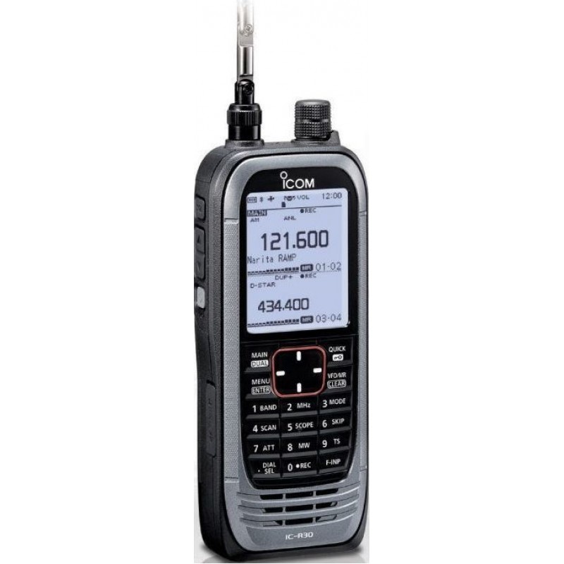 ICOM IC-R30 Ασύρματος Πομποδέκτης με Διπλό Ρολόι IP57 UHF/VHF Μαύρο 