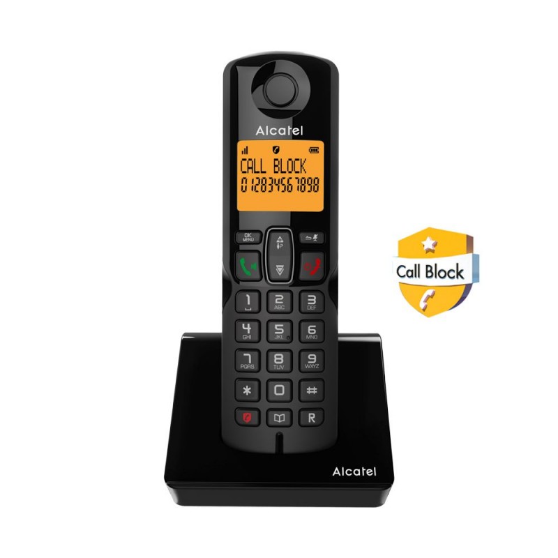 Alcatel S280 EWE Ασύρματο Τηλέφωνο με Aνοιχτή Aκρόαση και Αποκλεισμό Κλήσεων Μαύρο (010051)