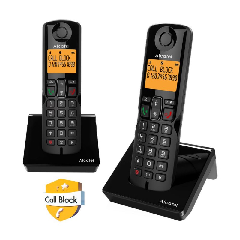 Alcatel S280 EWE DUO Ασύρματο Τηλέφωνο διπλό με Aνοιχτή Aκρόαση και Αποκλεισμό Κλήσεων Μαύρο (010052)