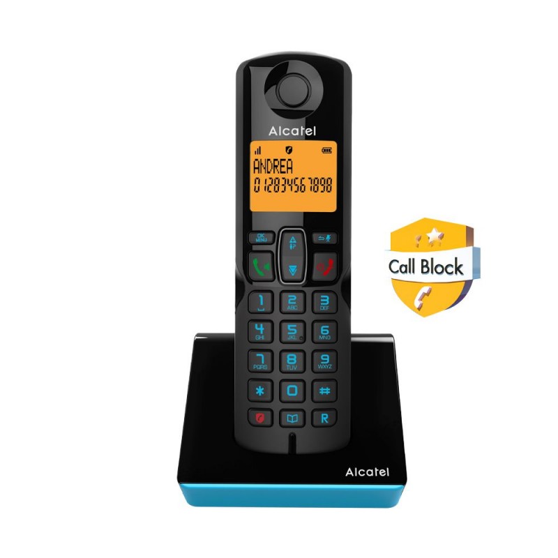 Alcatel S280 EWE Ασύρματο Τηλέφωνο με Aνοιχτή Aκρόαση και Αποκλεισμό Κλήσεων Μαύρο/ Μπλε (010053)