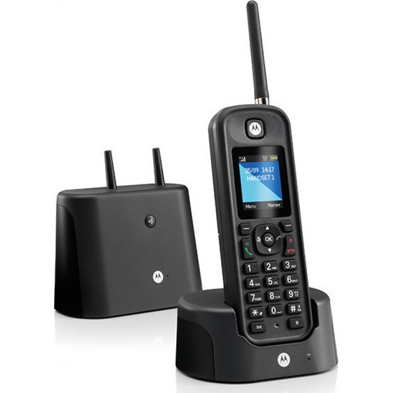 Motorola O-201 Ασύρματο Τηλέφωνο Αδιάβροχο Μεγάλης Εμβέλειας Μαύρο 