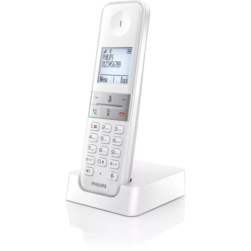Philips D4701W/GRS Ασύρματο Τηλέφωνο με Ανοιχτή Ακρόαση, φωτιζόμενη οθόνη, φραγή κλήσεων και 50 διπλές μνήμες