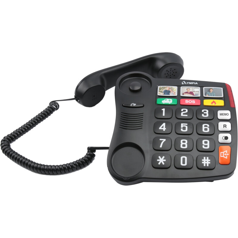 Olympia 4500 Ενσύρματο τηλέφωνο για ηλικιωμένους με μεγάλα πληκτρα, συμβατό με ακουστικά βαρηκοϊας, ανοιχτή ακρόαση και 6 μνημες